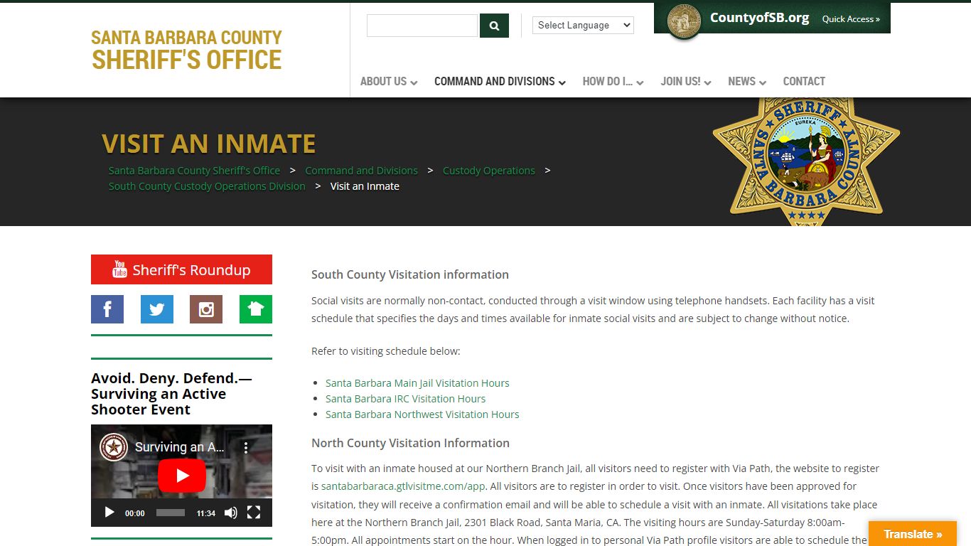 Visit an Inmate – Santa Barbara County Sheriff's Office