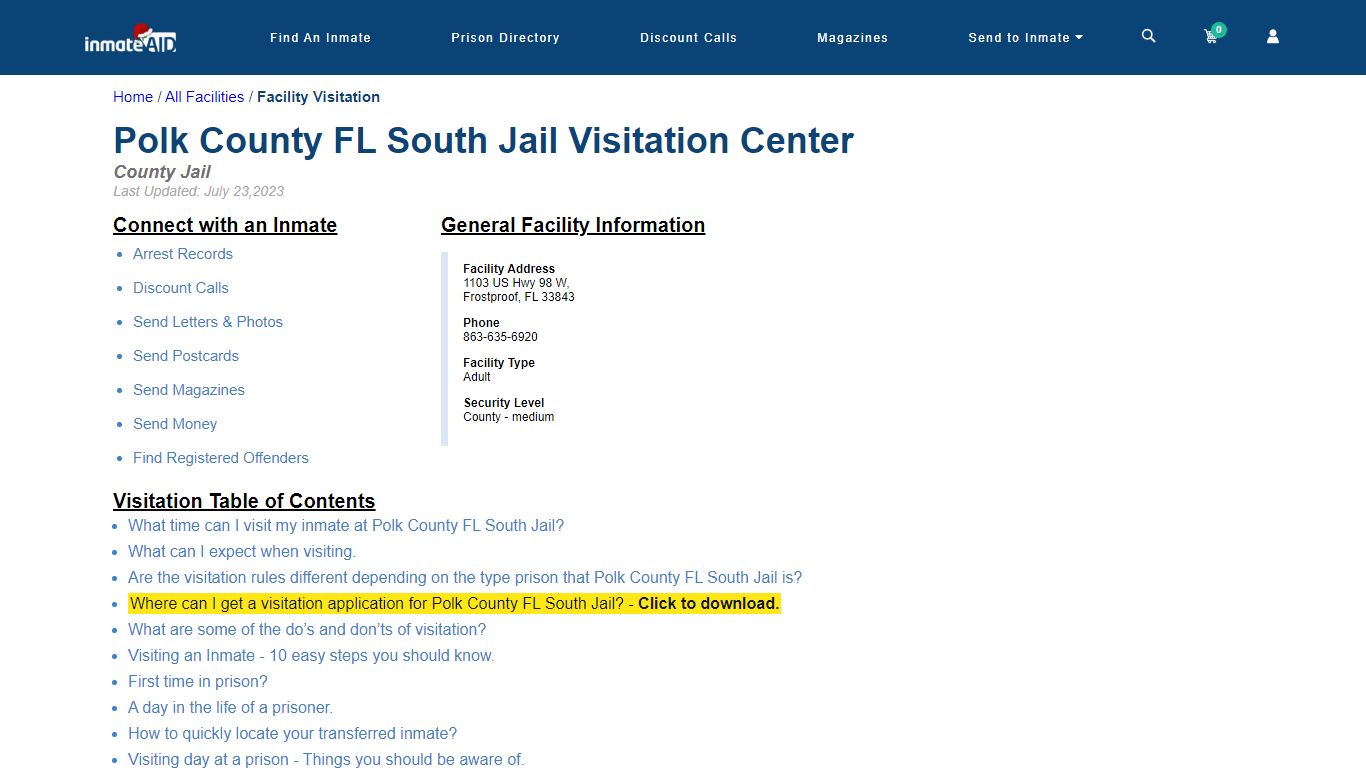 Polk County FL South Jail | Visitation, dress code & visiting hours